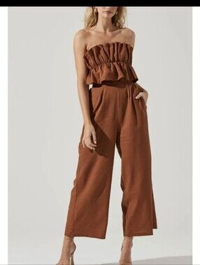 Strapless Brown  Jumpsuit SZ.S NWT ENDLESS BLU